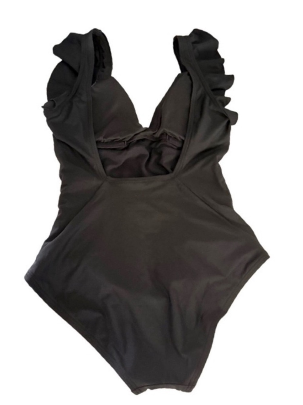 NEW DKNY One Piece Swimsuit Tummy Control Low Back Ruffle Straps Black Size S - Picture 5 of 16